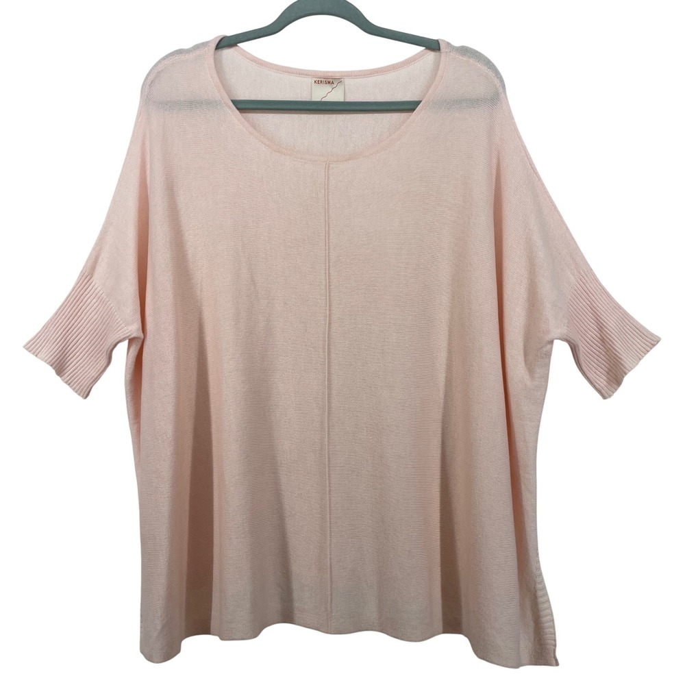 KERISMA Size S/M Poncho Pink Oversized Knit Sweater Top Dolman Sleeve Cashmere‎